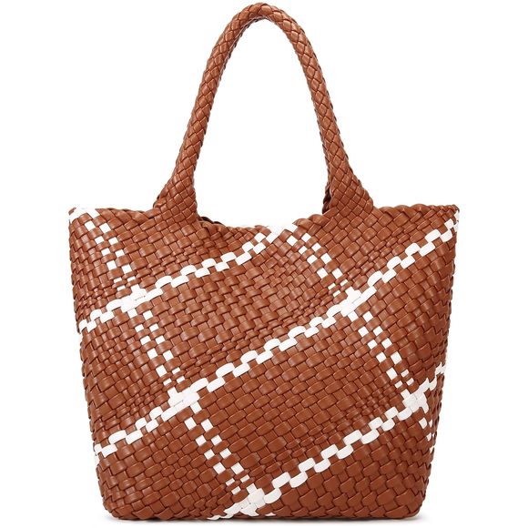 Fashion Woven Tote Bag, Sr Bag Soft Vegan Leather Hand-Woven o_o - Picture 1 of 6